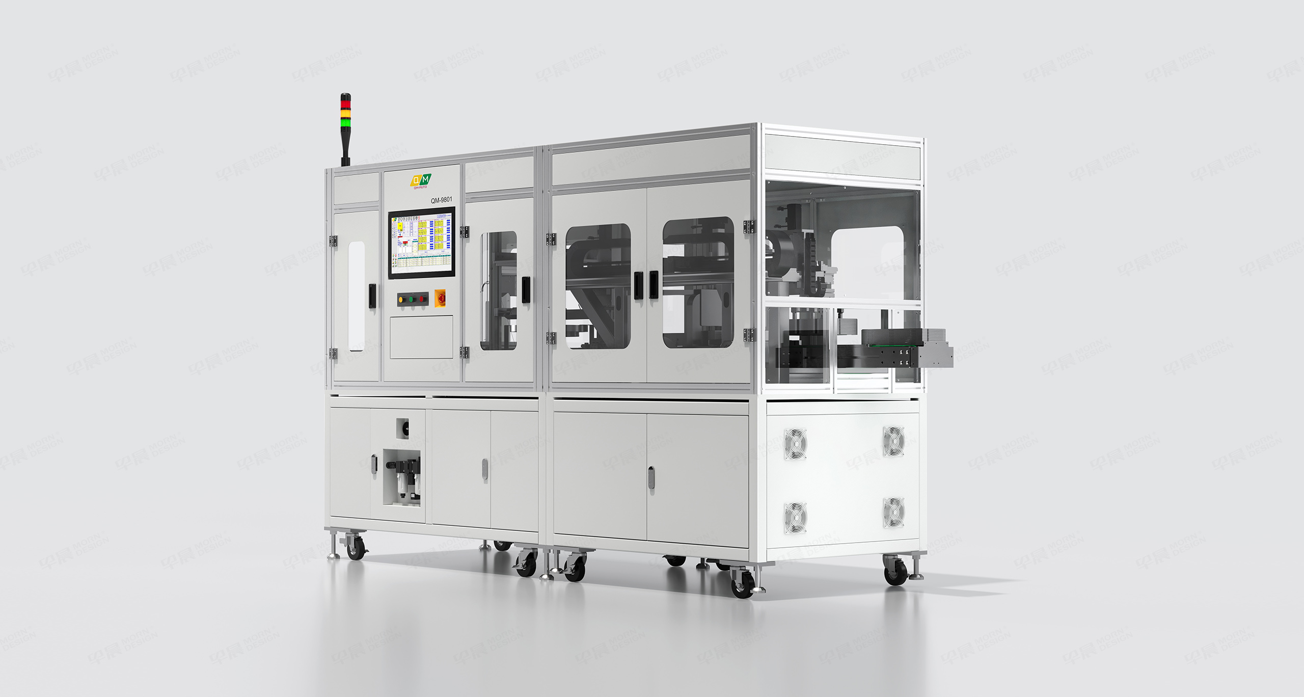 图片三维渲染,图片精修,半导体设备三维渲染,自动化设备图片精修,乾鸣QM-AUTO半导体自动化设备,图片三维渲染精修,制作公司