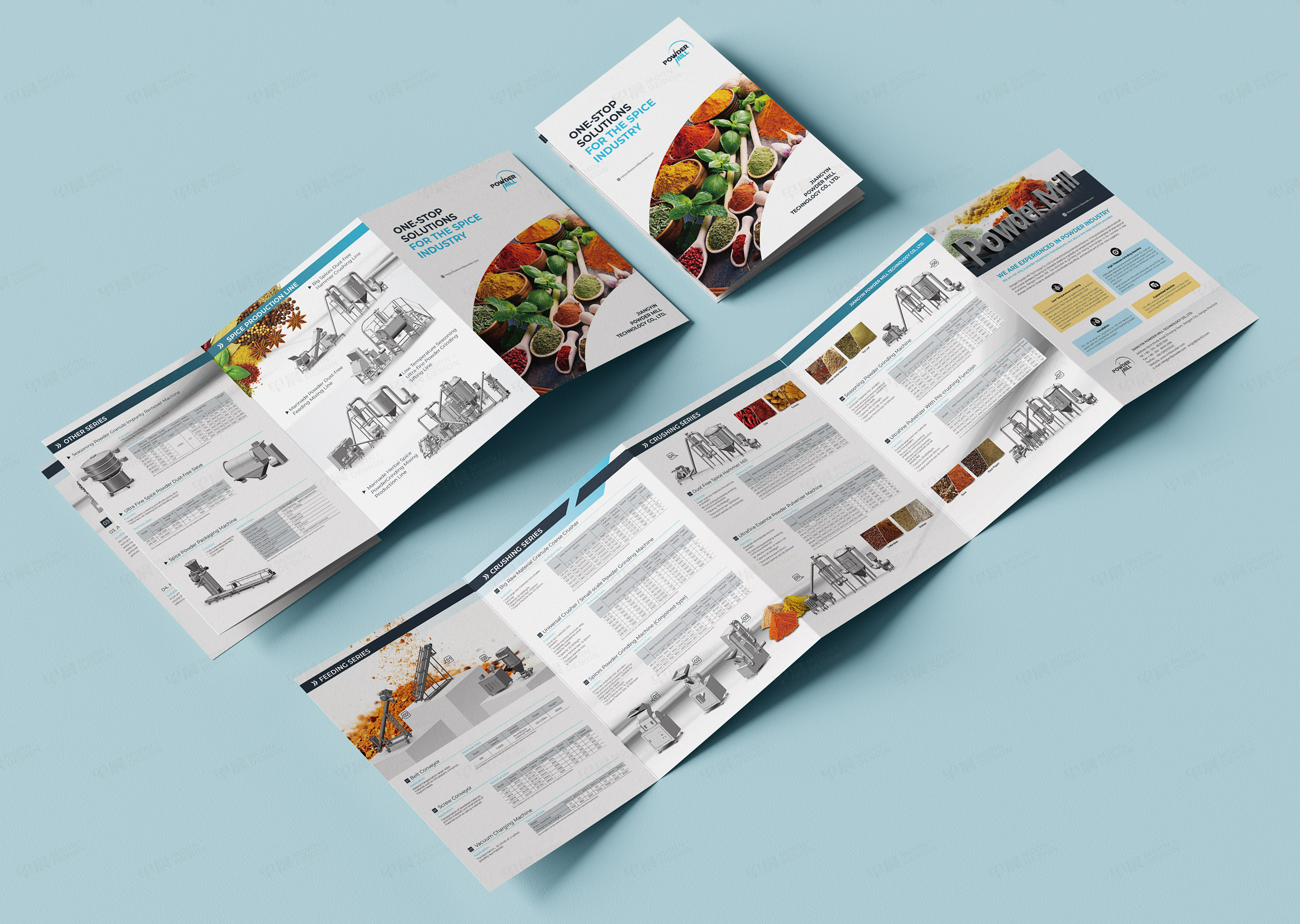 五折页设计,宣传折页设计,米尔Powder Mill香料破碎磨粉机宣传五折页设计,苏州,无锡,常州,南通,泰州,湖州,嘉兴,折页设计公司