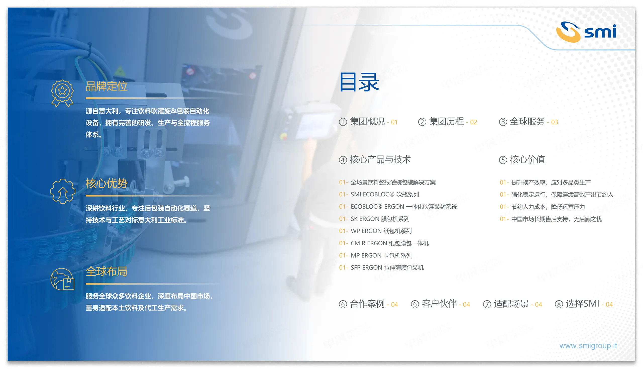 PPT设计,PPT制作,意大利艾斯米SMI,智能,灌装包装,系统,PPT设计制作,专业PPT设计,公司