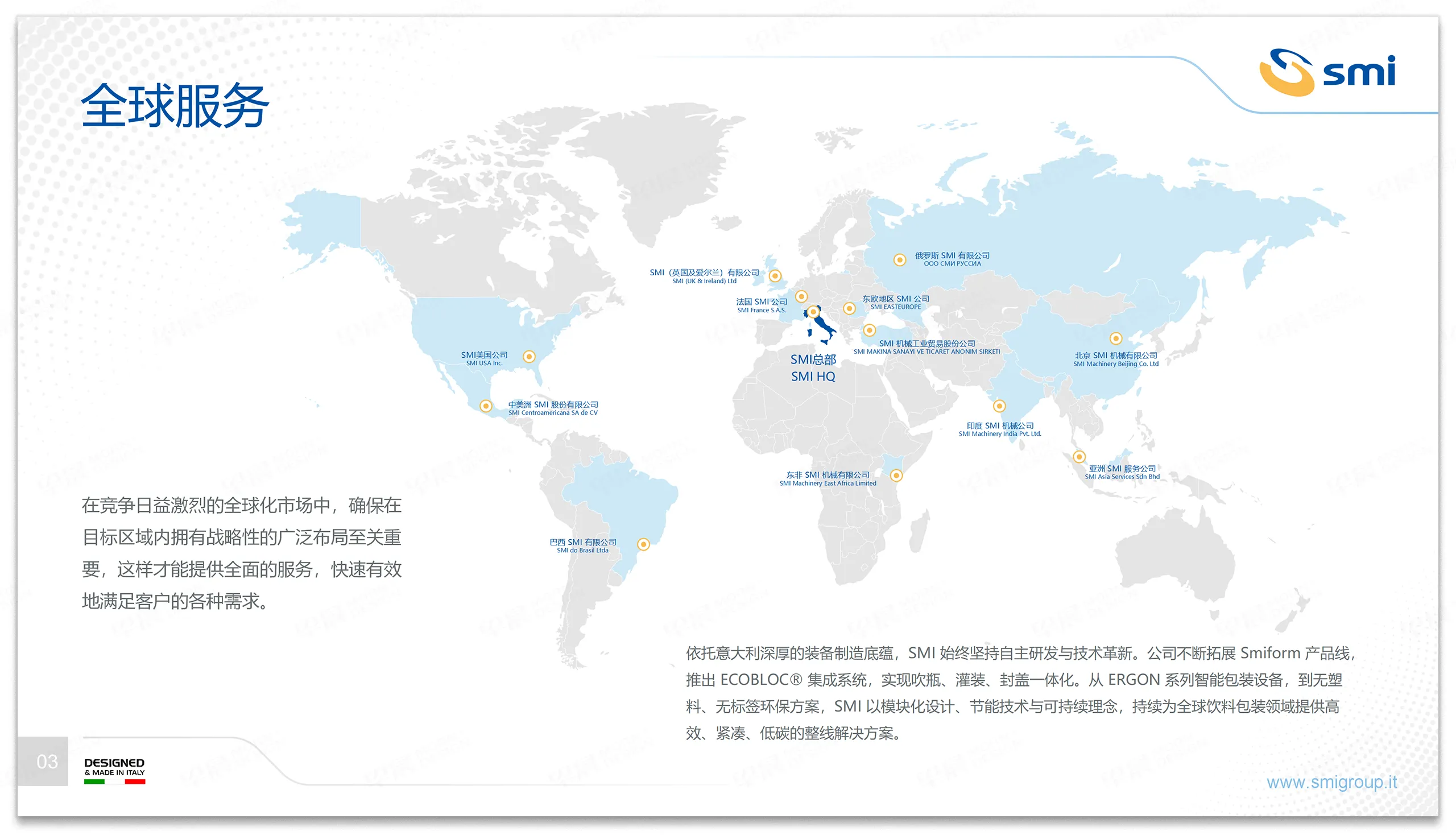 PPT设计,PPT制作,意大利艾斯米SMI,智能,灌装包装,系统,PPT设计制作,专业PPT设计,公司